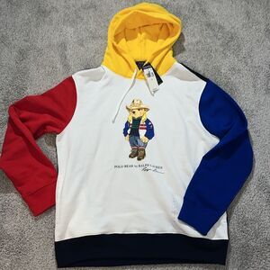 New $228 Ralph Lauren Polo Hoodie Hooded Sweatshirt Polo Bear Cowboy Carter L/G